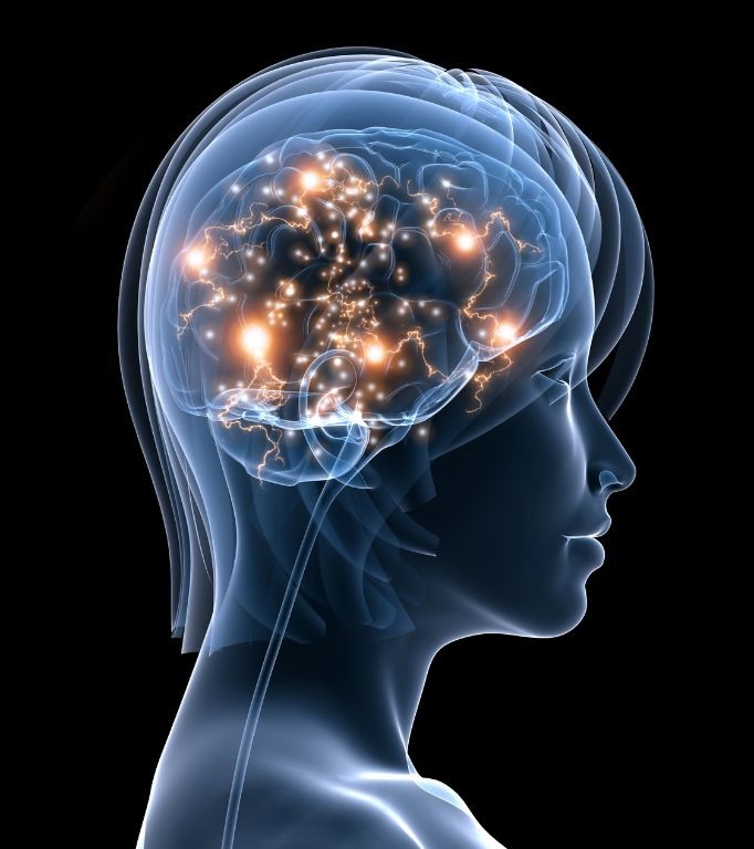 Brain showing electromagnetic neural activity